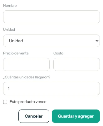 Ventana de producto nuevo con el botón Guardar y agregar resaltado