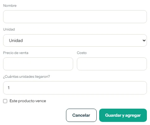 Ventana de producto nuevo con el botón Guardar y agregar resaltado