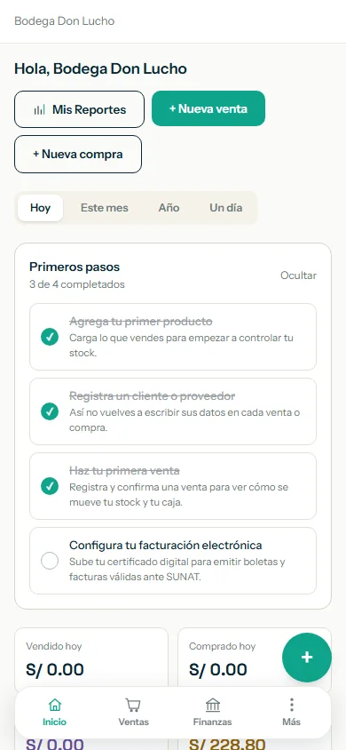 Pantalla de Inicio con el botón Mis Reportes resaltado